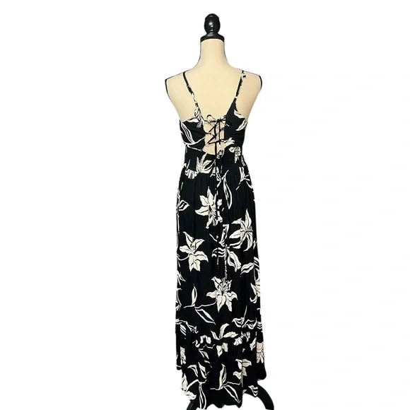 Angie Black Ciara Boho High Low Maxi Dress Lace Up Back Side Split Size M Womens - Picture 3 of 6